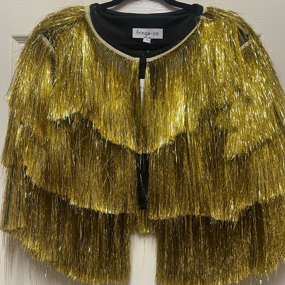 Fringe Studio Shimmering Gold Fringe Poncho